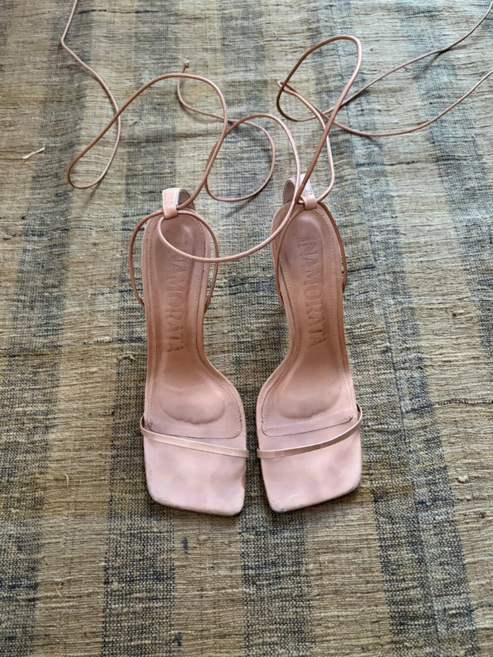Inamorata Lace-Up Heels - Nude
